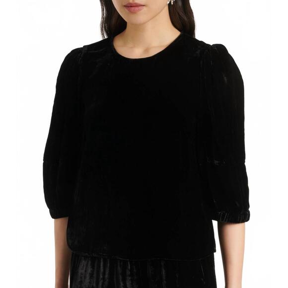NEW VELVET BY GRAHAM & SPENCER nancy velvet top in black